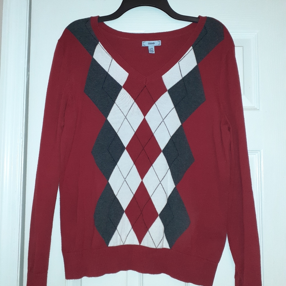 Long Sleeve Argyle Sweater